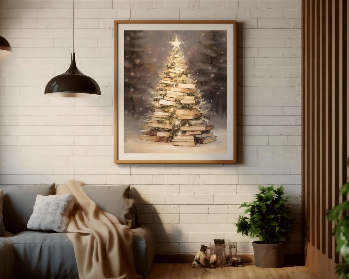 Christmas Tree Of Books, Vintage Holiday Art Print - Image 4