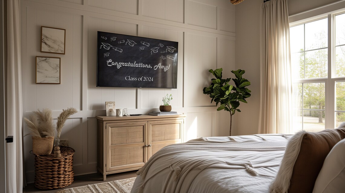 Congratulations Amy Class of 2024 Chalkboard Grad Party Poster - Image 2