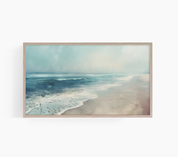 Ocean Wave Beach Shoreline Foamy Surf Coastal Painting Poster