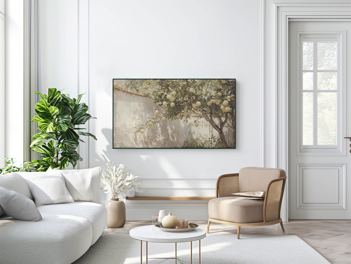 French Vineyard Frame Tv Art Lemon Tree Frame Tv Art Vintage Painting Frame Tv Art Neutral Frame Tv Art T659 - Image 2