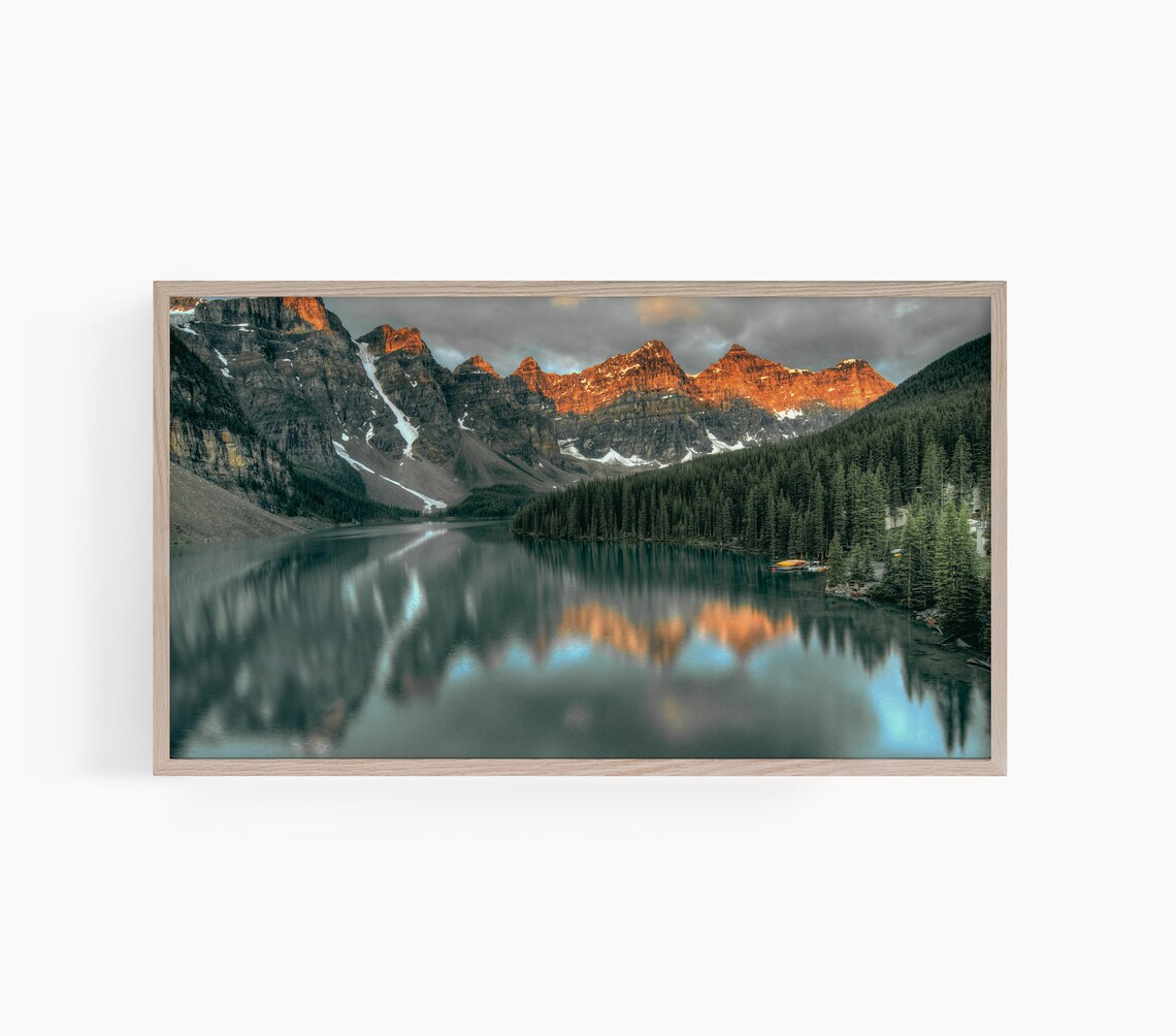 Alpine Lake Sunrise Mountain Peaks Mirror Reflection Nature Poster