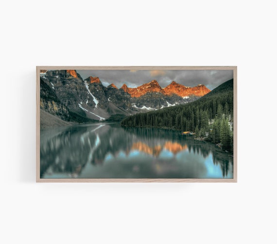 Mountain Landscape Frame Tv Art Moody Lake Frame Tv Art Nature Frame Tv Art Lake Photograph Tv Art Mountain Frame Tv Art T620
