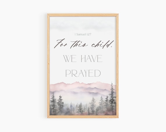 For This Child We Have Prayed Bible Verse Nursery Mountain Wall Art
