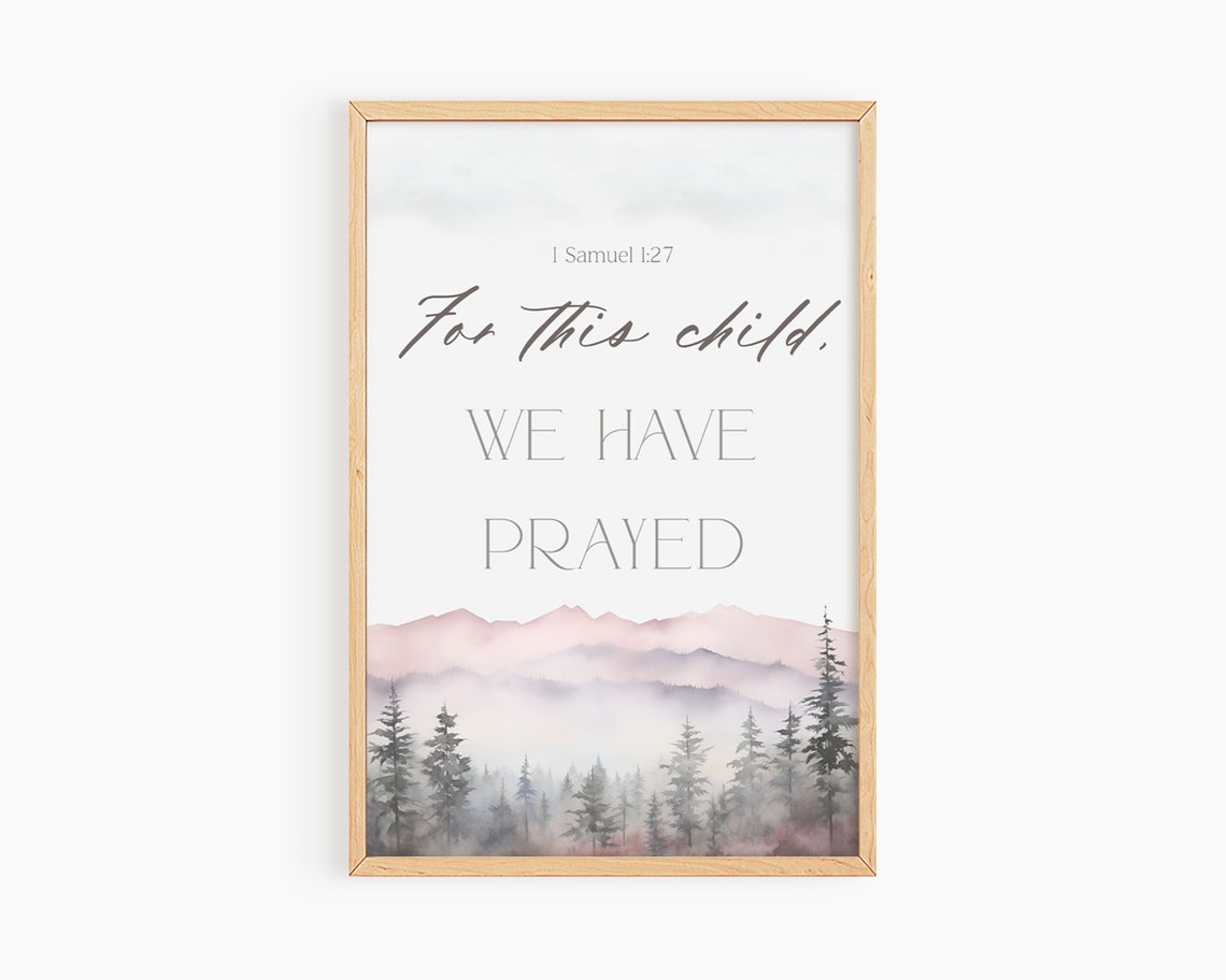 For This Child We Have Prayed Wall Art Print Girls Room Art Christian Girl Nursery Art Girls Room Christian Art Print Baby Shower Gift