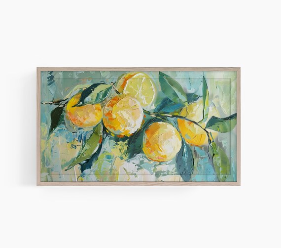 Yellow Citrus Lemons on Branch Bold Impasto Fruit Art Poster