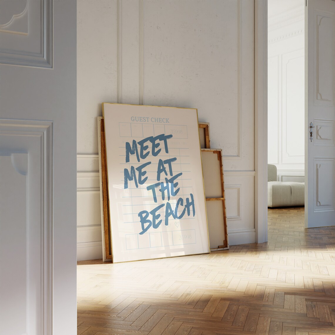 Meet Me at the Beach Retro Diner Guest Check Typography Poster - Image 2