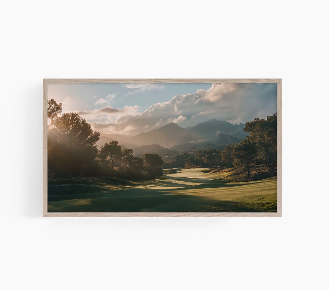 Scenic Sunrise Golf Course Fairway Pines Mountain View Poster