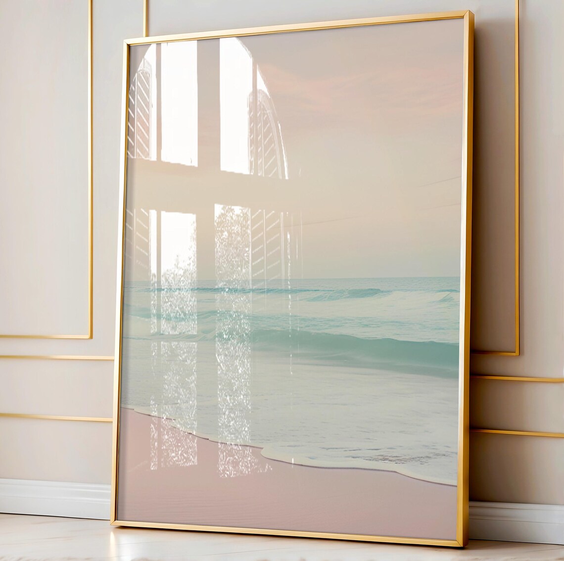 Blush Pink Beach Waves Minimal Coastal Ocean Calm Soft Serene Poster - Image 2