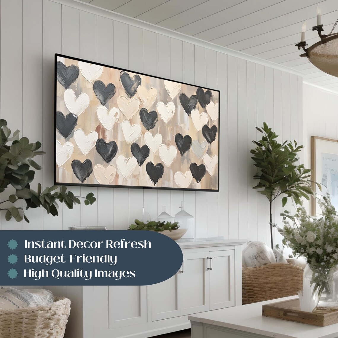 Black Tan Hearts Valentine's Day Art Print - Image 2