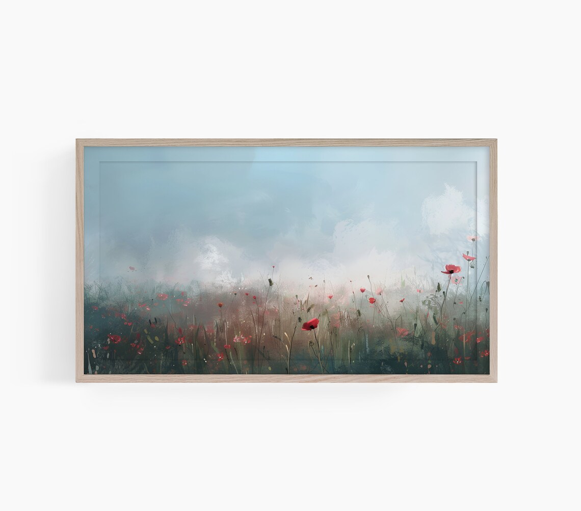 Wildflower Field Frame Tv Art Frame Tv Art Country Field Landscape Tv Art Muted Tones Frame Tv Flowers Wildflower Tv Art