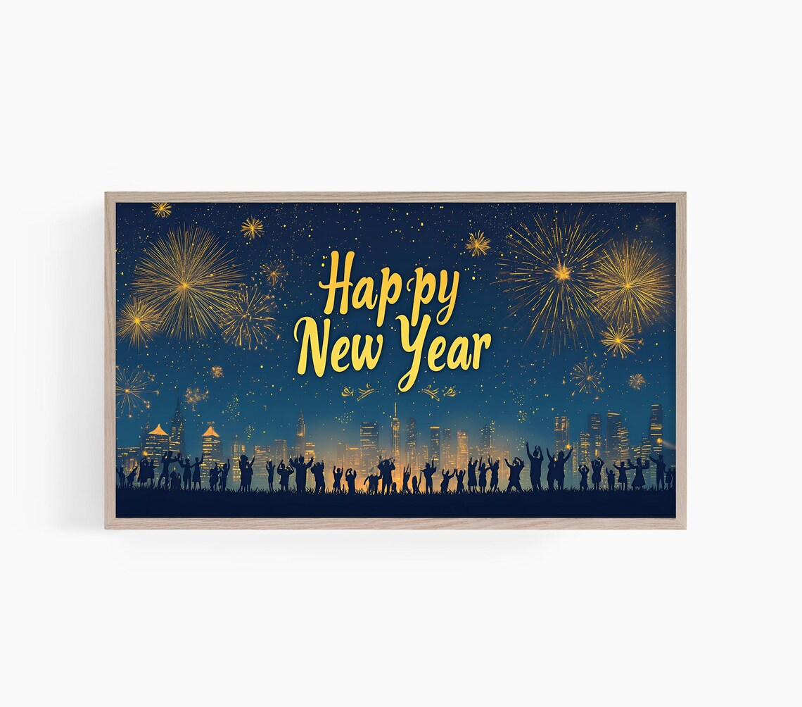 Happy New Year Frame Tv Art New Year Eve Party Decor Frame Tv Art Christmas Holiday Tv Art New Years Countdown Tv Art T815