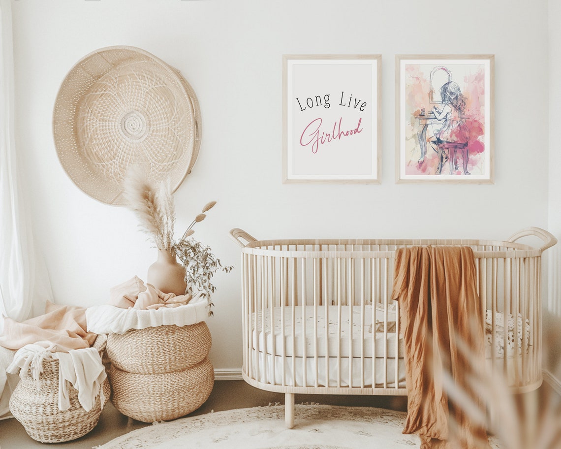 Long Live Girlhood Wall Art Blush Pink Print Girl Nursery Decor Kids Room Art Play Room Wall Decor Quote Kids Wall Art - Image 3