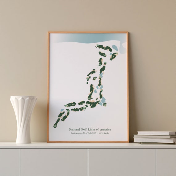 National Golf Links Of America Wall Art For Him Club Course Map Golfer Living Room Office