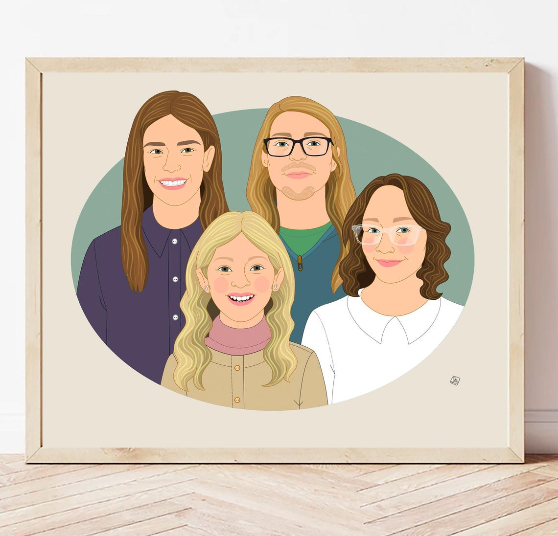 Gift For Grandparents Custom Family Portrait Personalized Portrait Of Grandparents Grandchildren Family Illustration Mothers Day Gift - Image 6