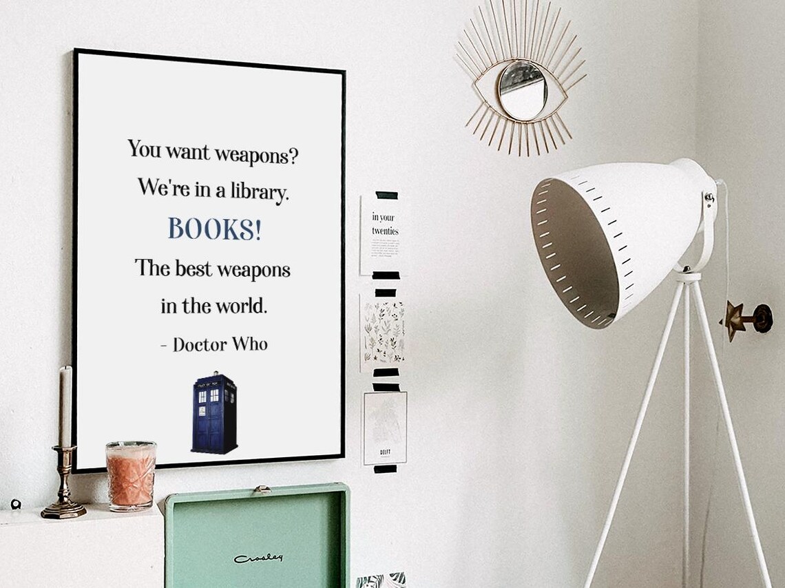 Books The Best Weapons Doctor Who Quote TARDIS Library Poster - Image 3