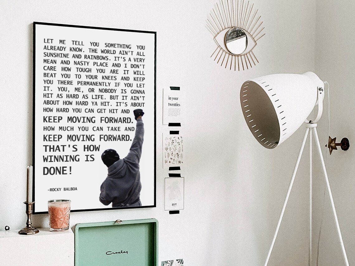Rocky Balboa Keep Moving Forward Inspirational Boxing Speech Quote Poster - Image 3
