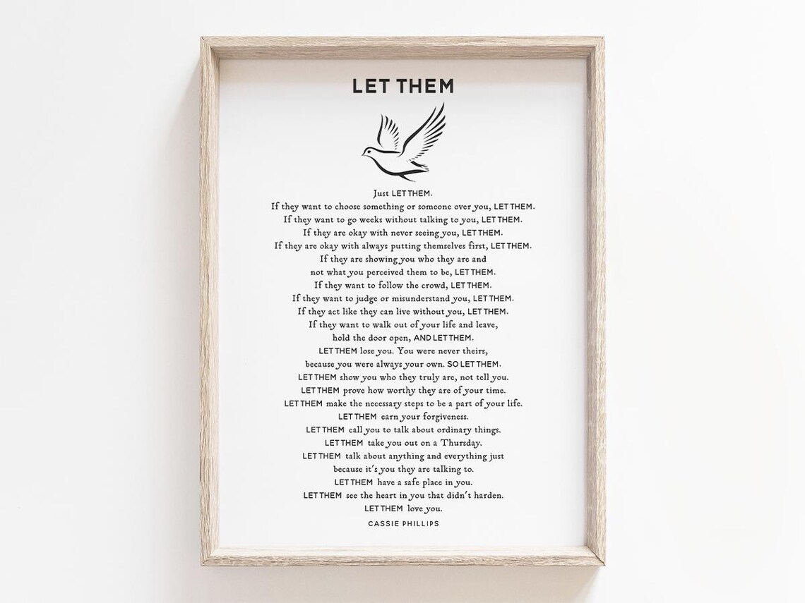 Just Let Them Poem By Cassie Phillips Bird Illustration Print