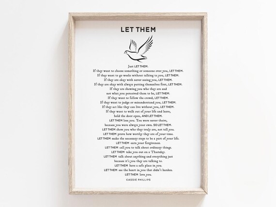 Just Let Them Poem By Cassie Phillips Bird Illustration Print