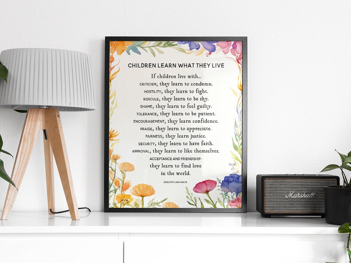 Children Learn What They Live Poem, Nursery Art Print - Image 2