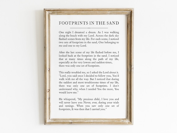 Footprints In The Sand Poem Typography, Library Decor