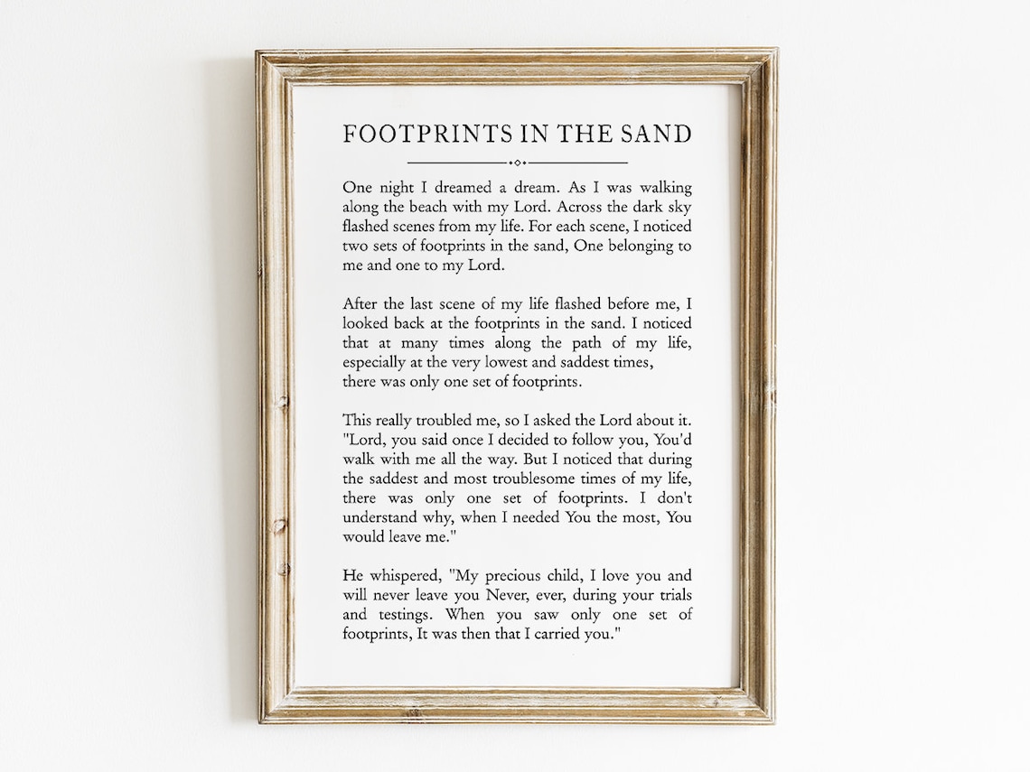 Footprints In The Sand Poem Typography, Library Decor