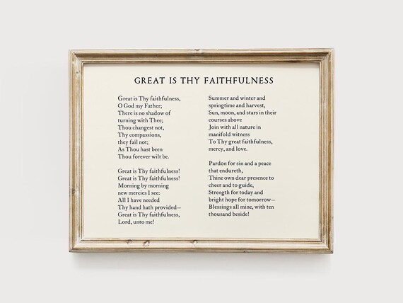 Great Is Thy Faithfulness Christian Typography Decor