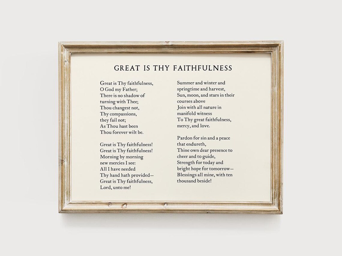 Great Is Thy Faithfulness Christian Typography Decor