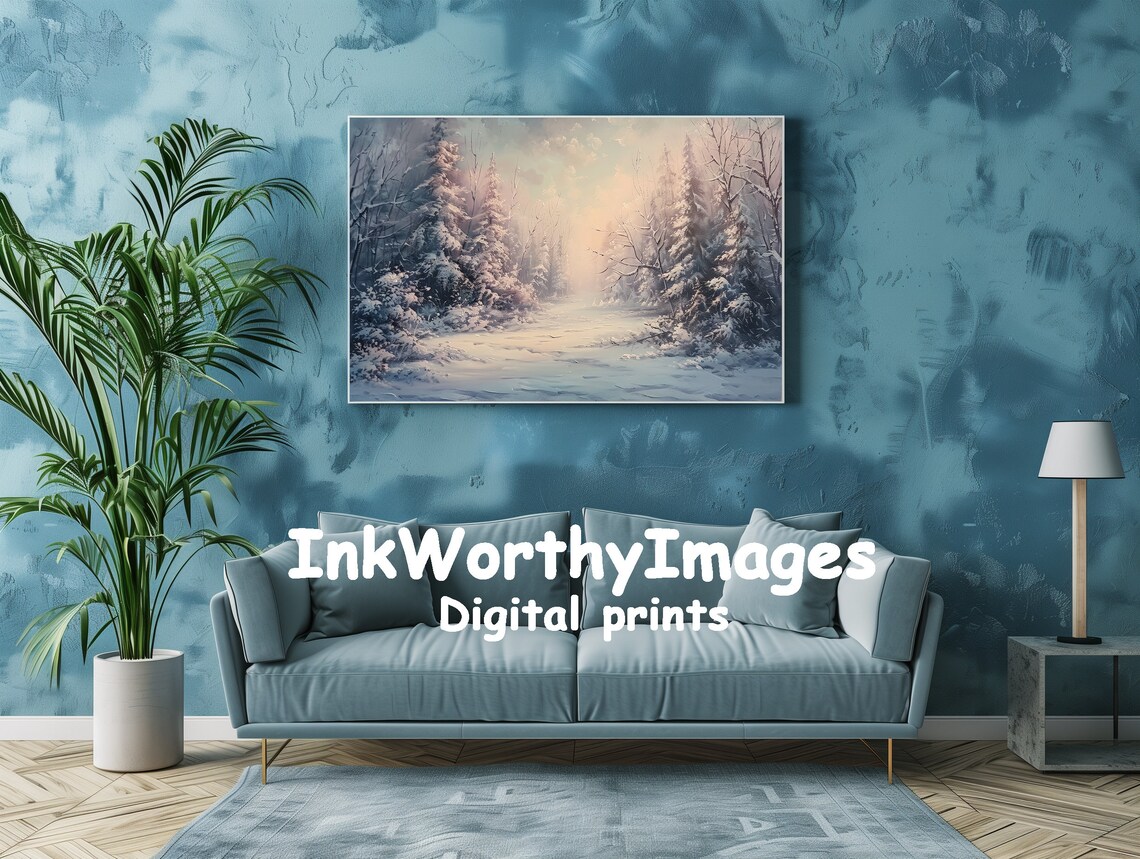 Winter Wonderland Path, Serene Snowy Forest Art Print - Image 2