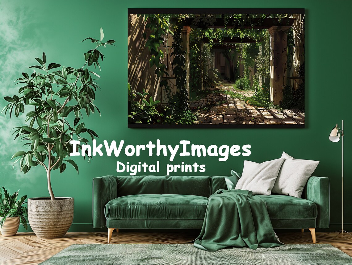 Overgrown Garden Pathway, Enchanted Archway Art Print - Image 2