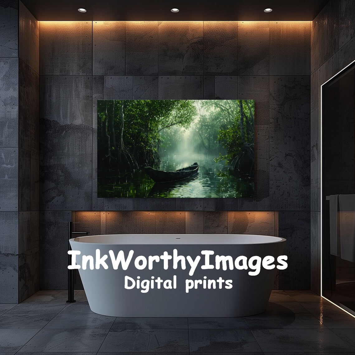 Mystical Mangrove Journey, Serene Canoe Landscape - Image 5