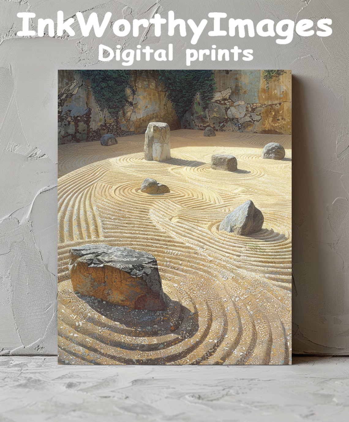 Zen Garden Landscape, Japanese Rock Garden Art