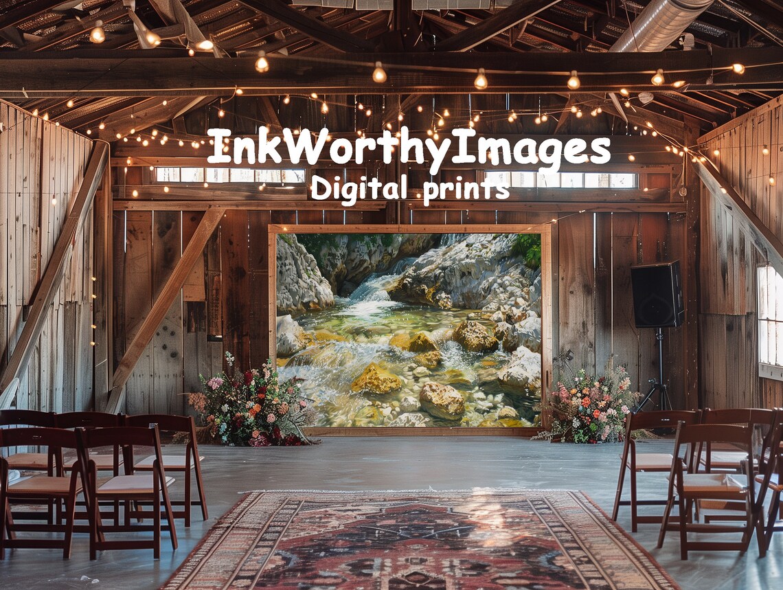Crystal Clear River, Rocky Stream Landscape Art Print - Image 6