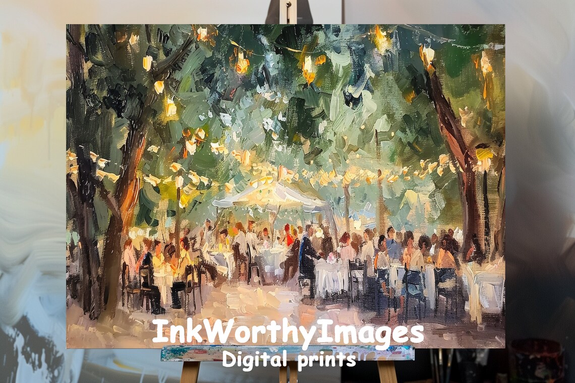 Outdoor Garden Party Enchanted Evening Lights Art Print