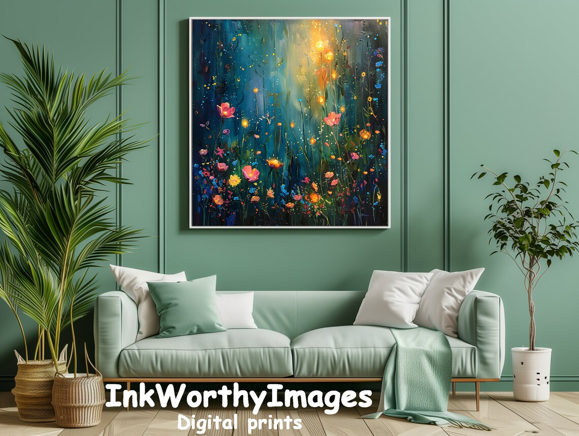 Enchanted Floral Meadow, Magical Garden Art Print - Image 5