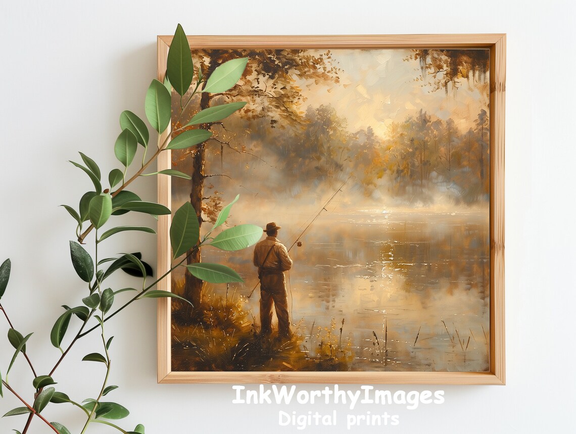 Peaceful Fishing Scene, Serene Lakeside Morning - Image 5
