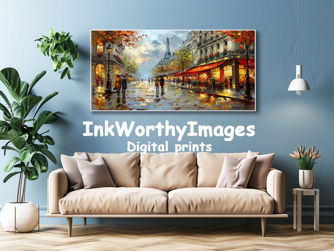 Paris Street Scene In Autumn, Romantic Cityscape - Image 4