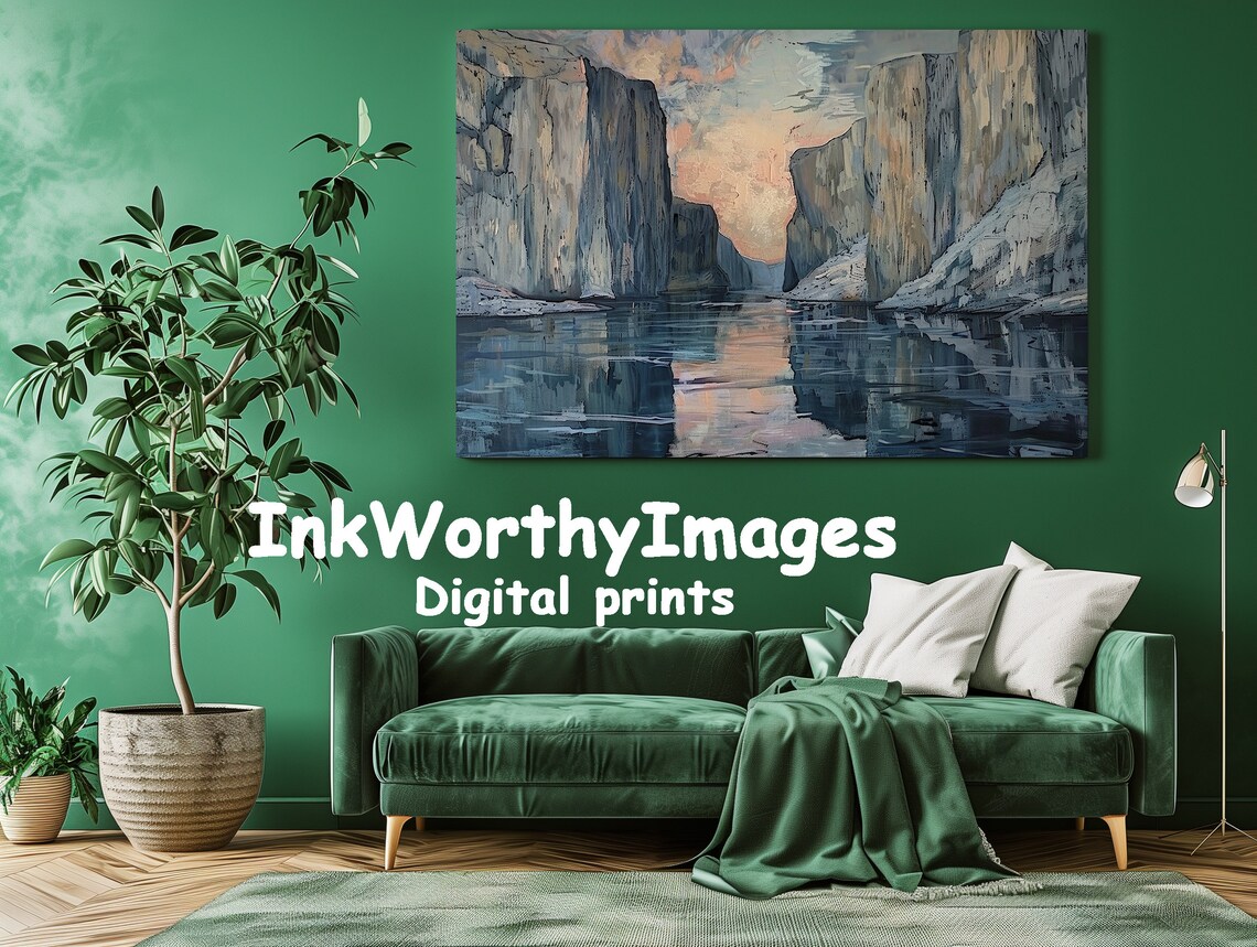 Coastal Fjords Abstract Landscape, Tranquil Decor - Image 2