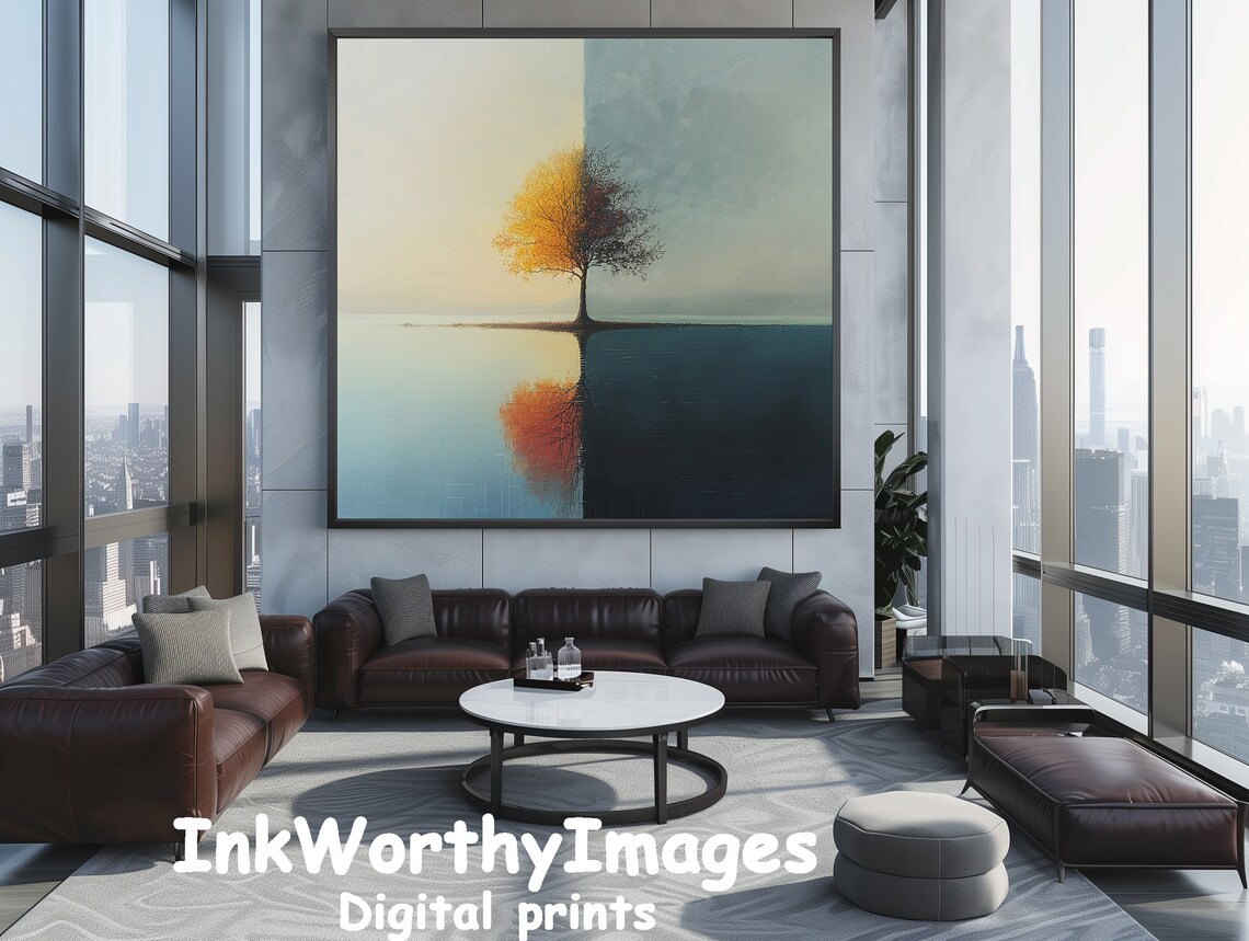 Solitary Tree Reflection, Serene Lake Landscape - Image 5