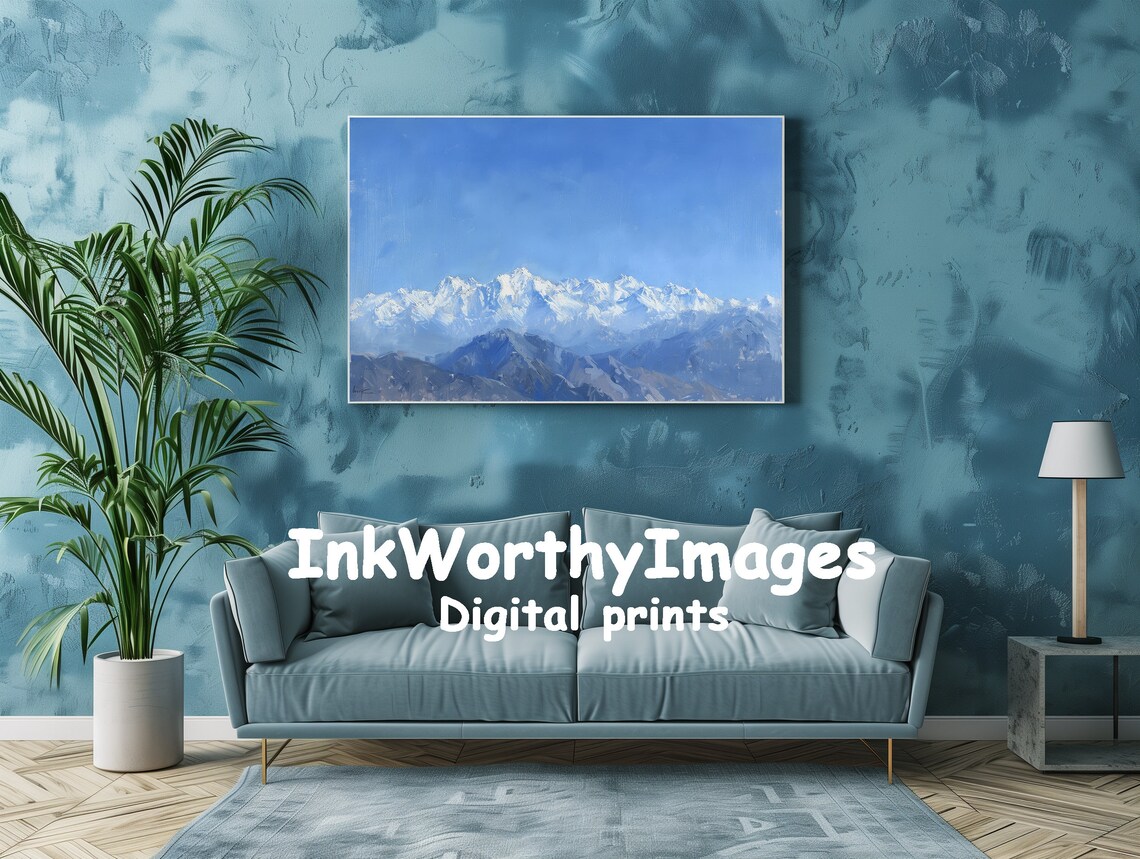 Snow Capped Mountain Peaks, Majestic Highlands Art Print - Image 2