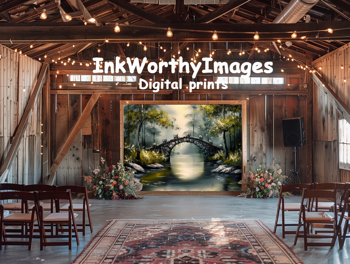 Mystical Stone Bridge, Tranquil Forest Stream Scene - Image 6