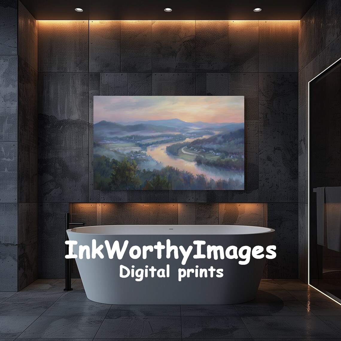 Sunset Over River Valley, Serene Landscape Print - Image 5
