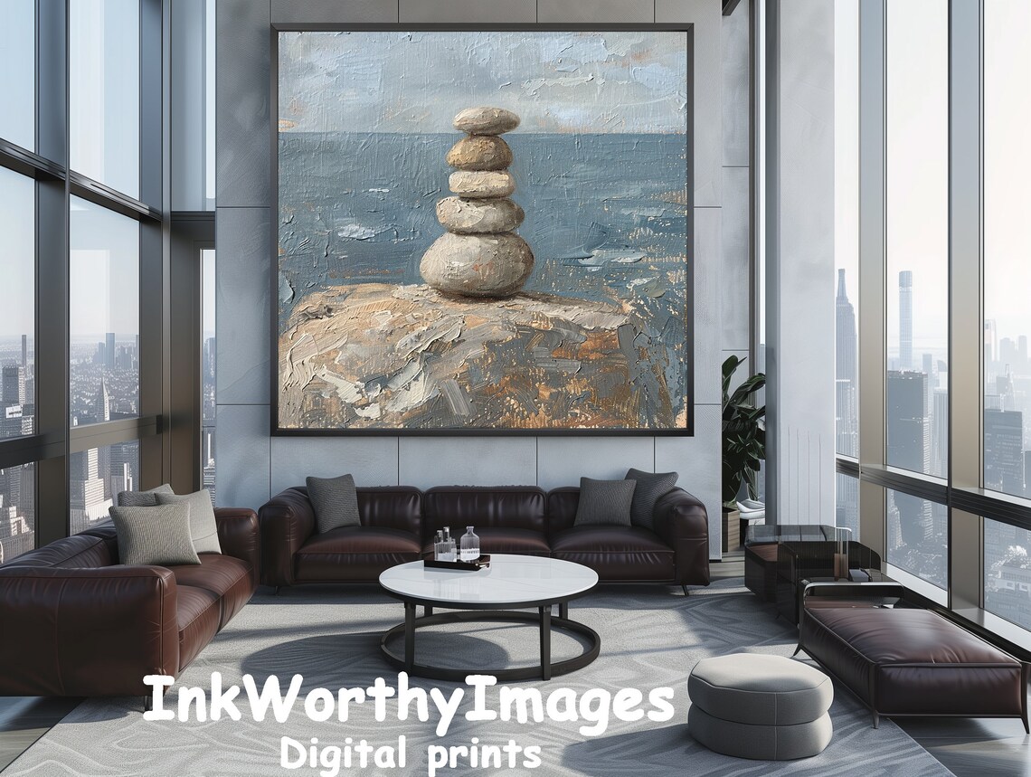 Zen Stone Balance Art Print, Tranquil Coastal Decor - Image 5