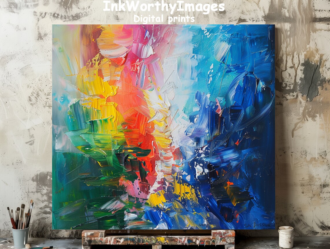 Vibrant Abstract Rainbow, Modern Expressive Decor