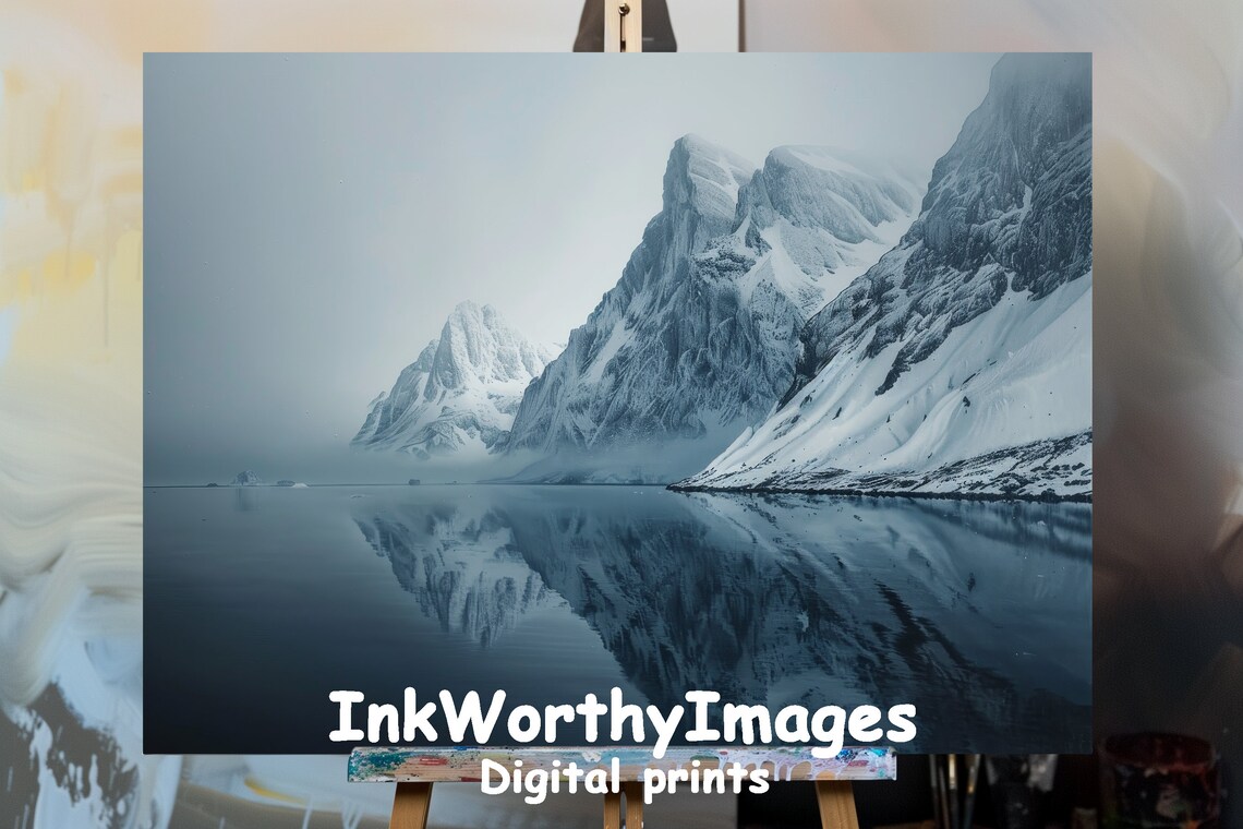 Serene Arctic Landscape Painting, Nordic Nature