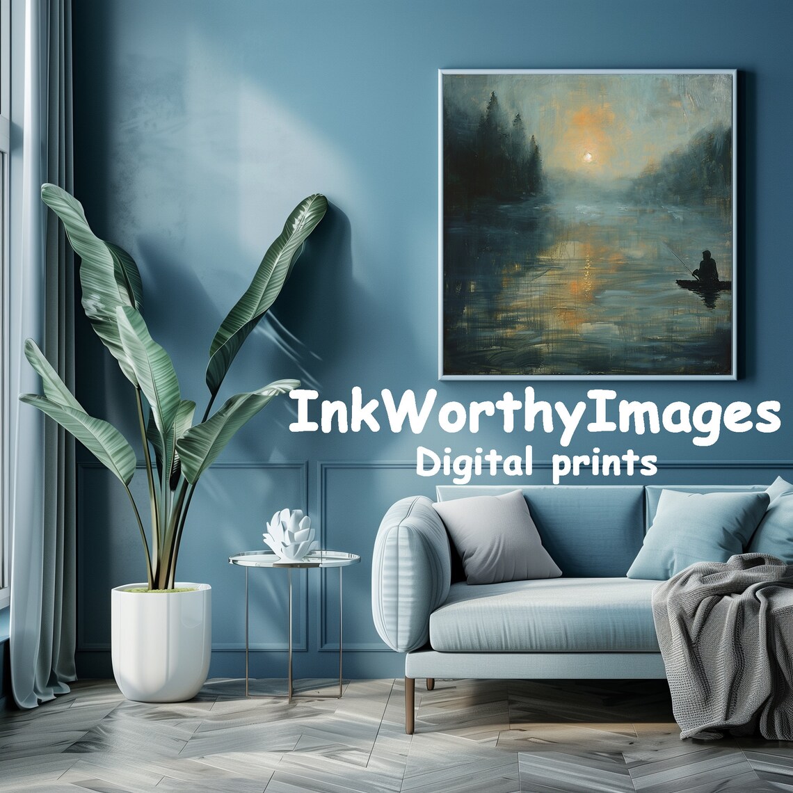 Tranquil Fishing At Sunrise, Serene Lake Scene - Image 3