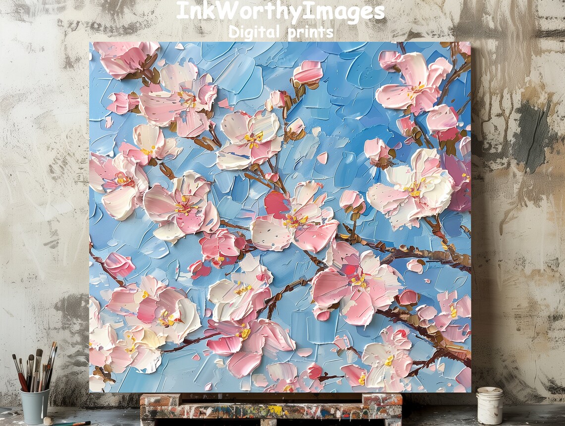 Cherry Blossom Art Print, Spring Floral Painting