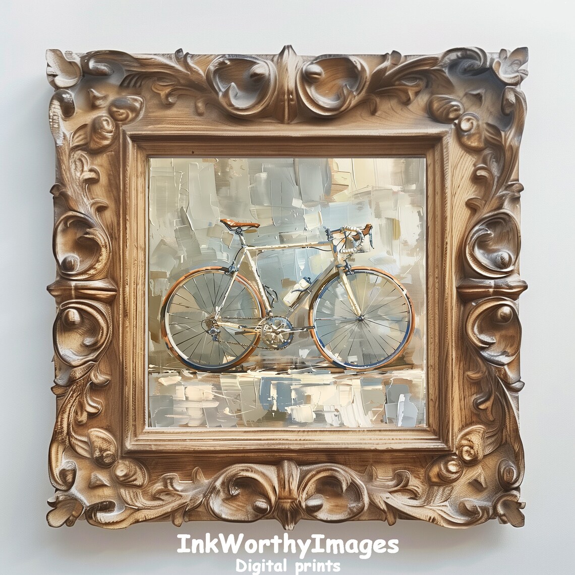 Vintage Bicycle Painting, Modern Abstract Art - Image 2