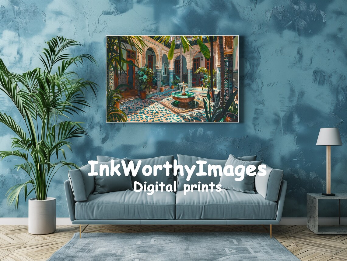 Moorish Courtyard Garden, Andalusian Patio Scene - Image 3