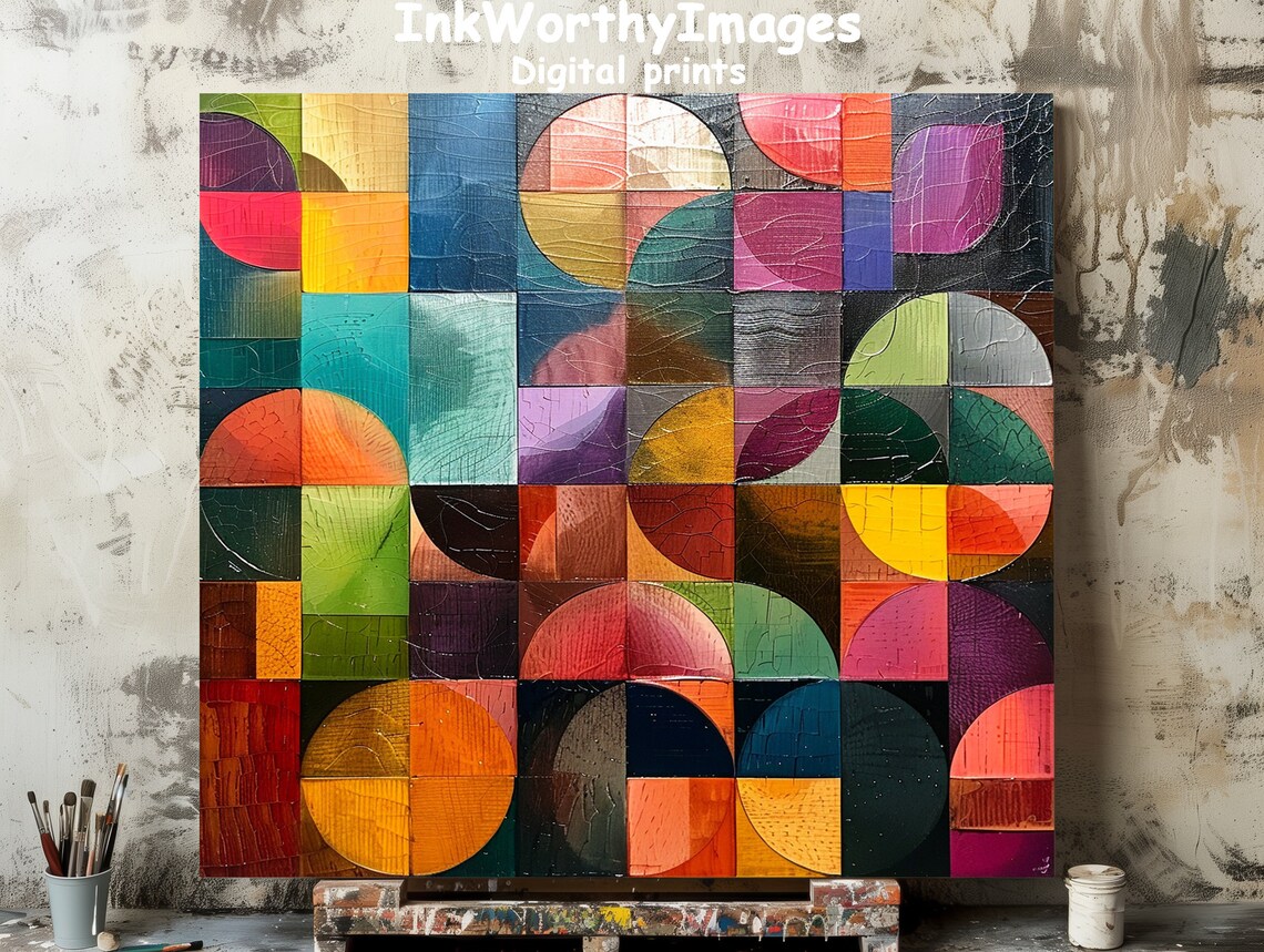 Geometric Circles Art Print, Abstract Modern Decor