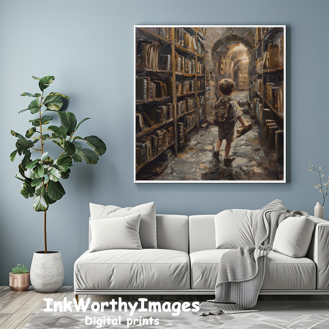Library Adventure, Magical Bookshelves Art Print - Image 2
